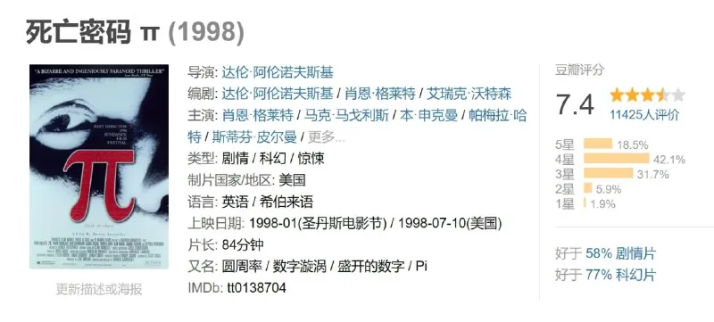 死亡密码π（1998）net 网络资源