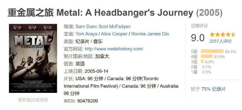 重金属之旅Metal:AHeadbanger'sJourney 网络资源